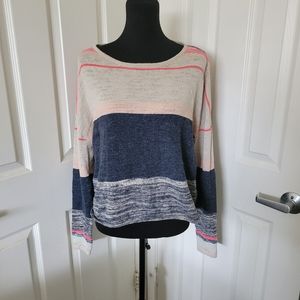 Moth | Anthro | Multi Stripe Boxy Pullover Sweater (SIZE M/L)